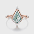 Kite cut Moss Agate Gold Engagement Ring