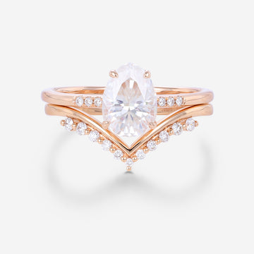 Pear cut Moissanite Cluster Engagement ring Bridal Set
