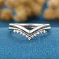 Double Diamond Curve Wedding Band Matching Engagement ring