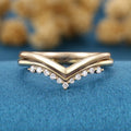 Double Diamond Curve Wedding Band Matching Engagement ring