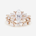 1.0Carat Marquise cut Moissanite Engagement Ring Cluster Diamonds Rose Gold Wedding Bridal Set