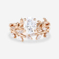 1.2Carat Oval cut Moissanite Leaf Diamonds Rose Gold Wedding Bridal Set
