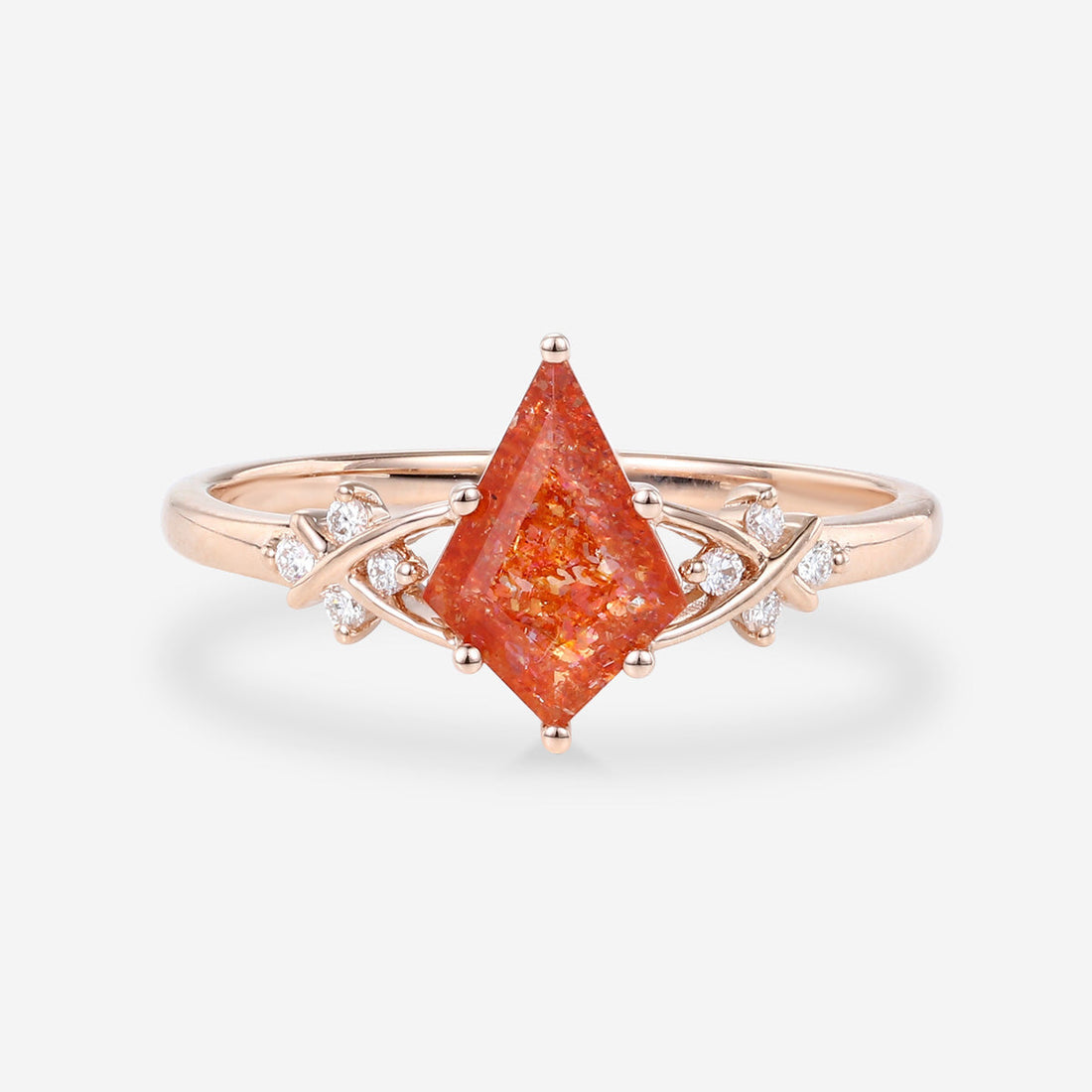 1.5Carat Kite Cut Sun Stone Cluster Engagement Ring