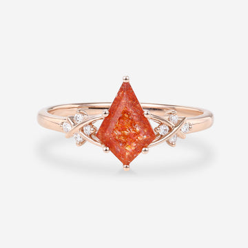 1.5Carat Kite Cut Sun Stone Cluster Engagement Ring