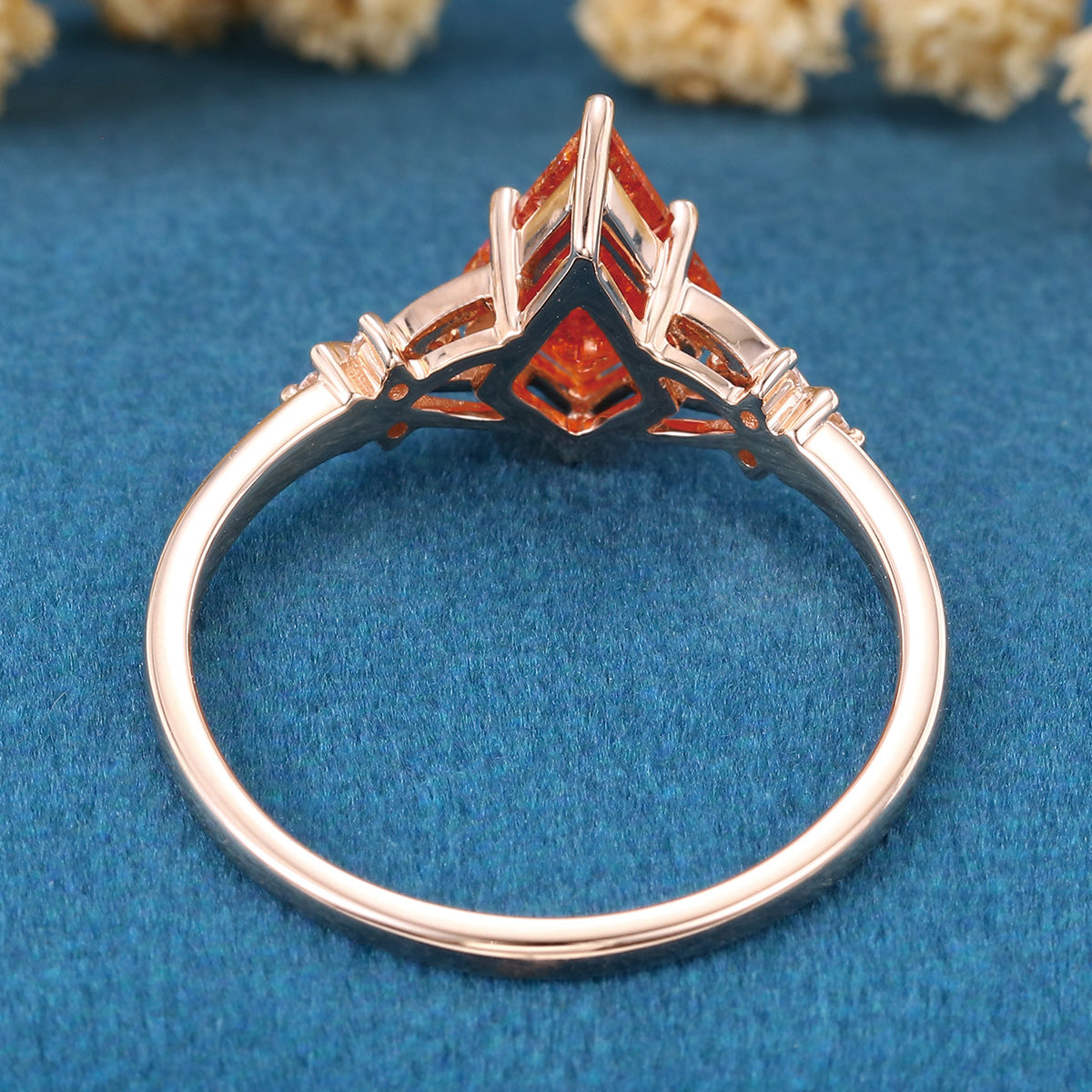 1.5Carat Kite Cut Sun Stone Cluster Engagement Ring