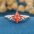 1.5Carat Kite Cut Sun Stone Cluster Engagement Ring