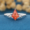 1.5Carat Kite Cut Sun Stone Cluster Engagement Ring