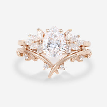 Pear cut Lab Grown Diamond Wedding bridal set