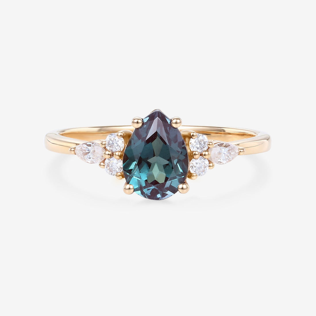 Pear cut Lab Alexandrite Engagement ring for Women