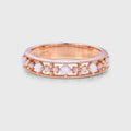 Retro Round Opal Half Eternity Wedding Band