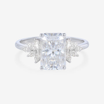 Radiant cut Moissanite Cluster Engagement Ring