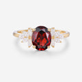 Oval cut garnet Cluster Engagement ring
