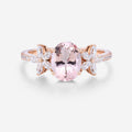 1.1Carat Oval cut Morganite Cluster Engagement Ring
