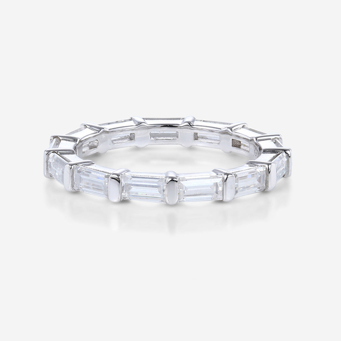 Baguette Cut Moissanite | Diamond Full Eternity Gold Wedding Band