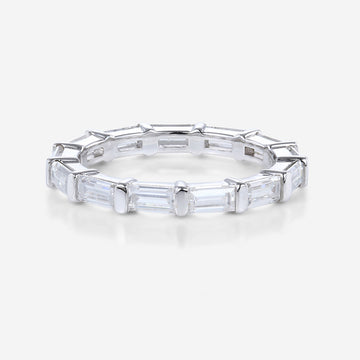 Baguette Cut Moissanite | Diamond Full Eternity Gold Wedding Band