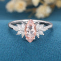 1.0Carat Marquise cut Morganite Cluster Engagement ring