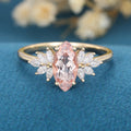 1.0Carat Marquise cut Morganite Cluster Engagement ring