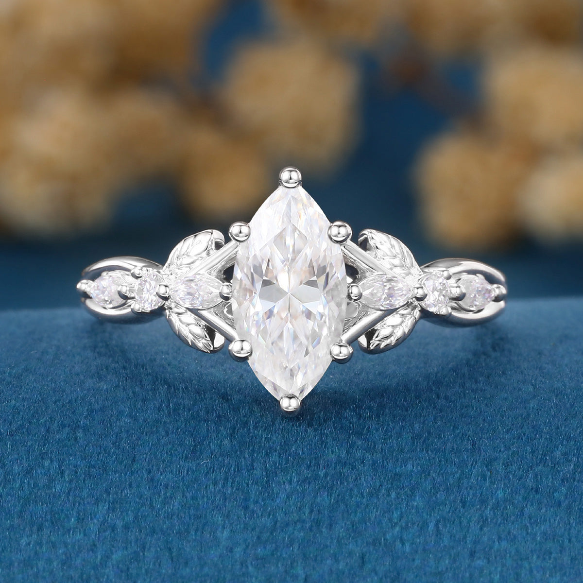 Marquise cut Moissanite Engagement Ring