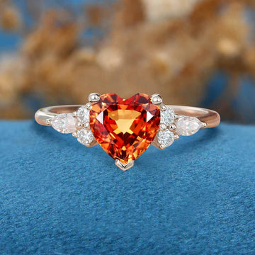 Heart cut Lab Yellow Sapphire Engagement ring