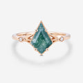 Kite Cut Natural Green Moss Agate Cluster Engagement Ring