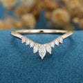 Marquise cut Moissanite | Diamond Curved Wedding Band Ring