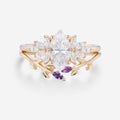 1.0Carat Marquise cut Moissanite Cluster Engagement ring Bridal Set