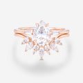 1.2Carat Pear Moissanite | Baguette Diamond Engagement ring Bridal Set