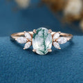 1.5ct Oval cut Moss Agate Engagement Ring
