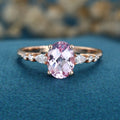Oval cut Lab Grown Morganite Solid Gold Engagement Ring