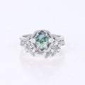 Copy of Nature Inspired Oval cut Moissanite Leaf Gold ring set