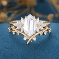 Long Hexagon cut Lab-Grown Diamond Wedding Bridal Set