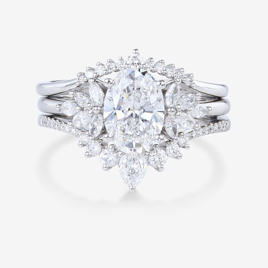 Nature Inspired 1.8Carat Oval cut Lab grown diamond Bridal Set