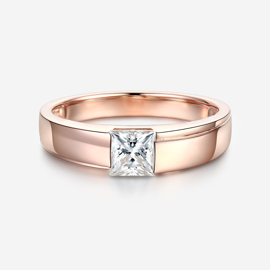 Princess Cut Moissanite Statement Ring • Mens Wedding Band (Copy)