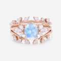 Oval cut Moonstone | Moissanite Cluster Engagement Bridal Set