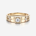 Round Cut Moissanite Statement Ring • Mens Wedding Band