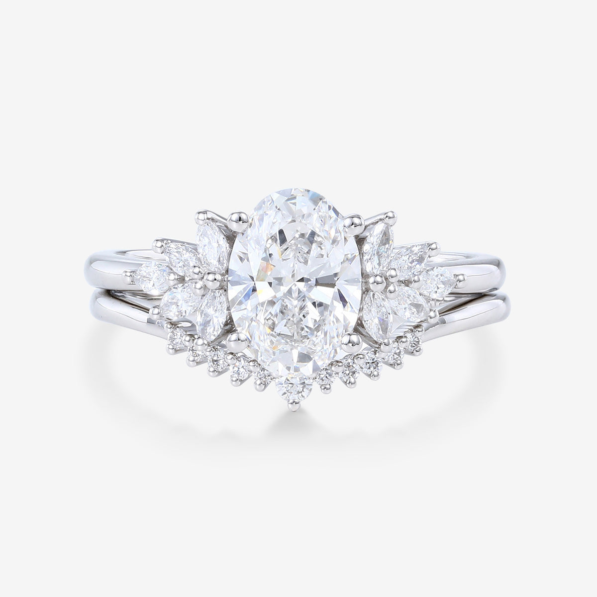 Nature Inspired 1.8Carat Oval cut Lab grown diamond Bridal Set