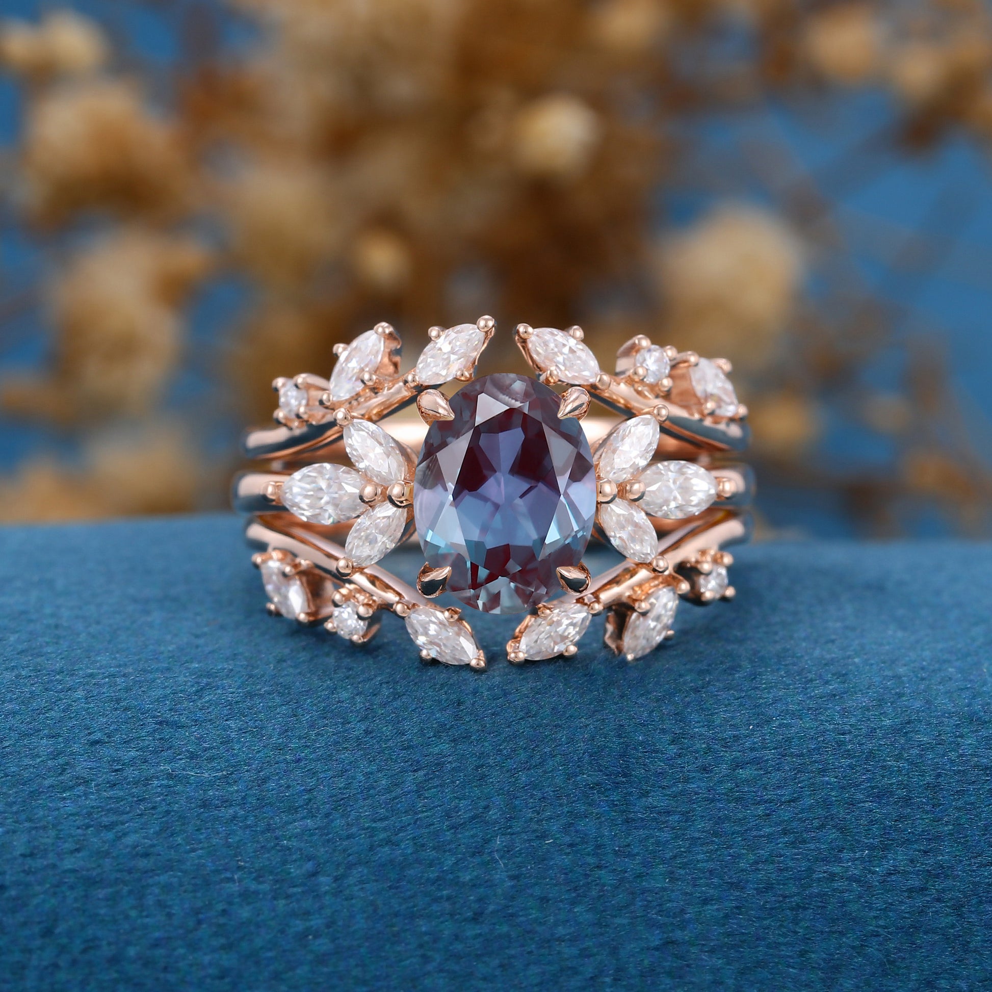 Oval cut Alexandrite | Diamond ring set