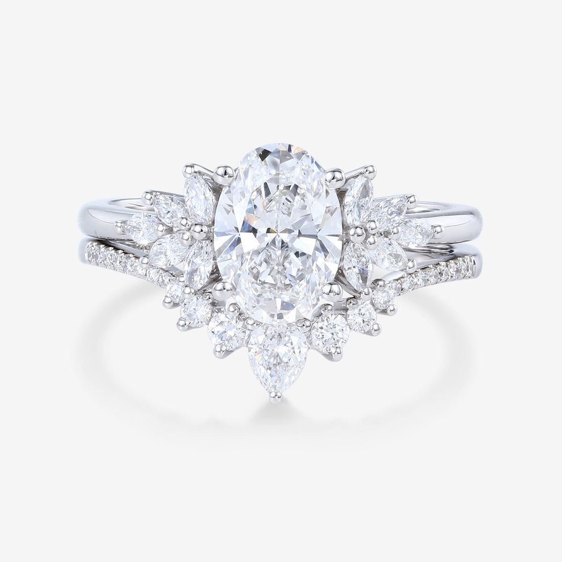 Nature Inspired 1.8Carat Oval cut Lab grown diamond Bridal Set