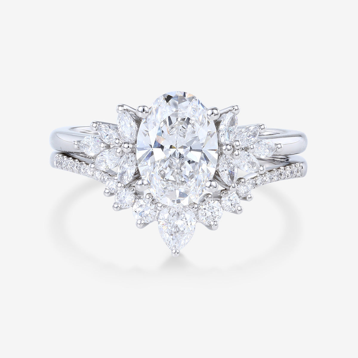 Nature Inspired 1.8Carat Oval cut Lab grown diamond Bridal Set