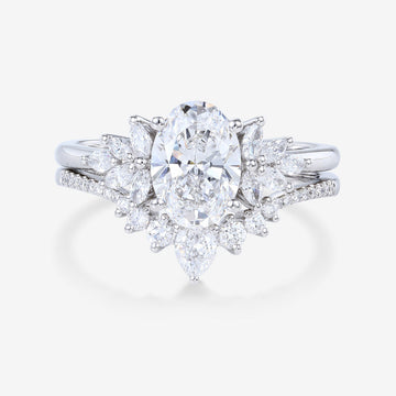 Nature Inspired 1.8Carat Oval cut Lab grown diamond Bridal Set