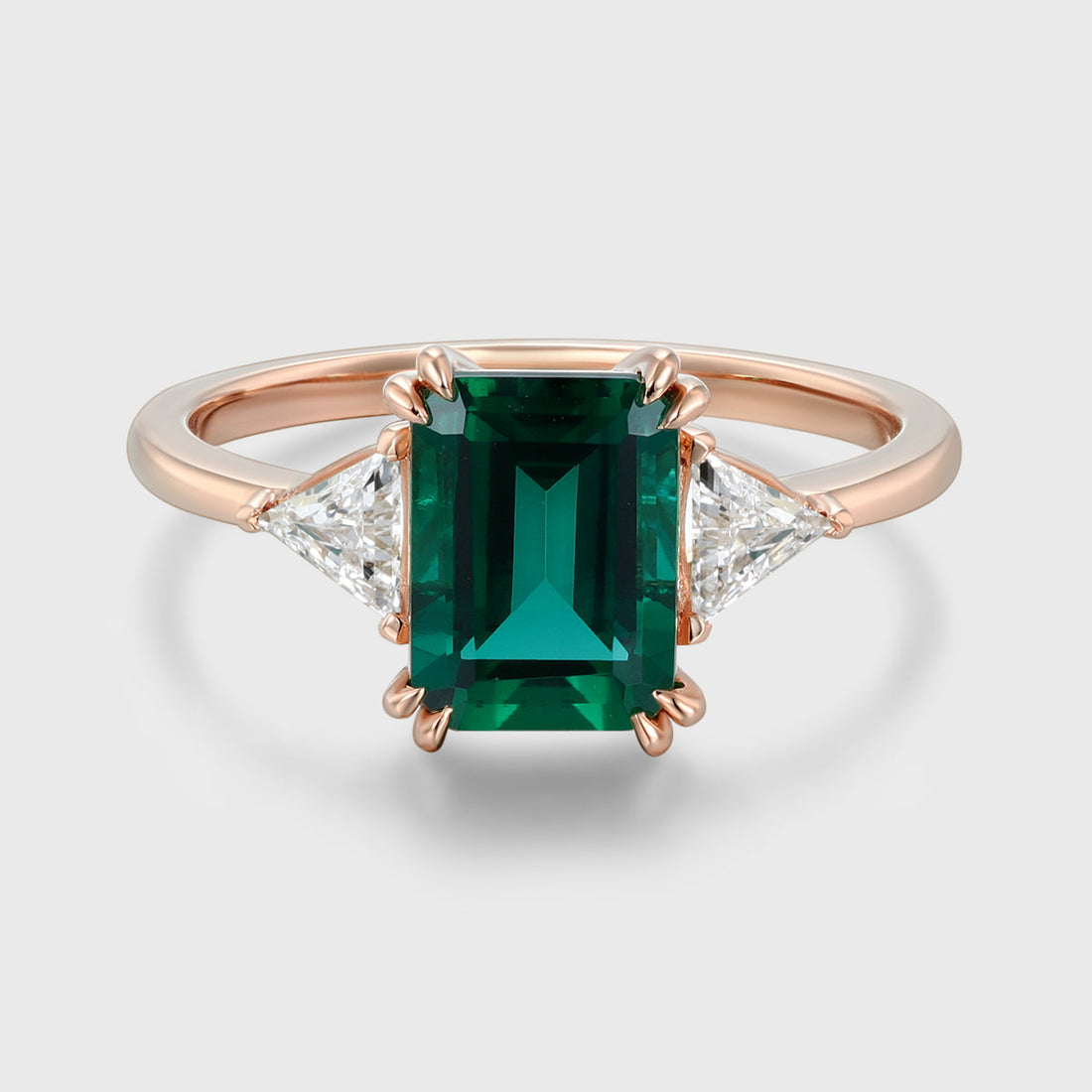 Emerald cut Lab grown Emerald Solid Gold Engagement Ring
