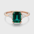 Emerald cut Lab grown Emerald Solid Gold Engagement Ring