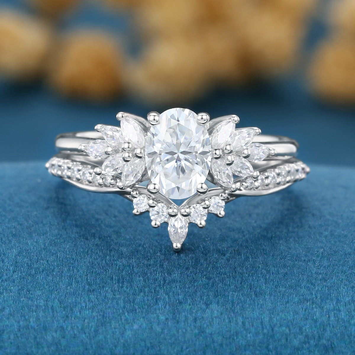 Oval cut 1.0 Carat Lab-Grown Diamond Wedding Bridal set