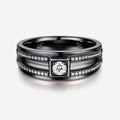 Round Cut Moissanite Statement Ring • Mens Wedding Band