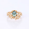 Copy of Nature Inspired Oval cut Moissanite Leaf Gold ring set