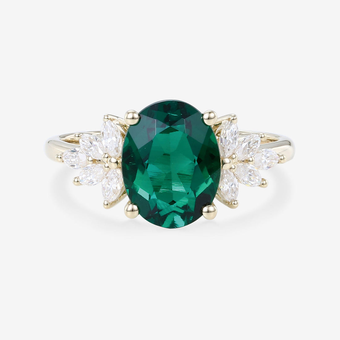 2.0Ct  Oval cut Lab Emerald Engagement Ring