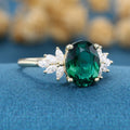 2.0Ct  Oval cut Lab Emerald Engagement Ring