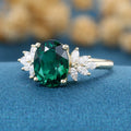2.0Ct  Oval cut Lab Emerald Engagement Ring