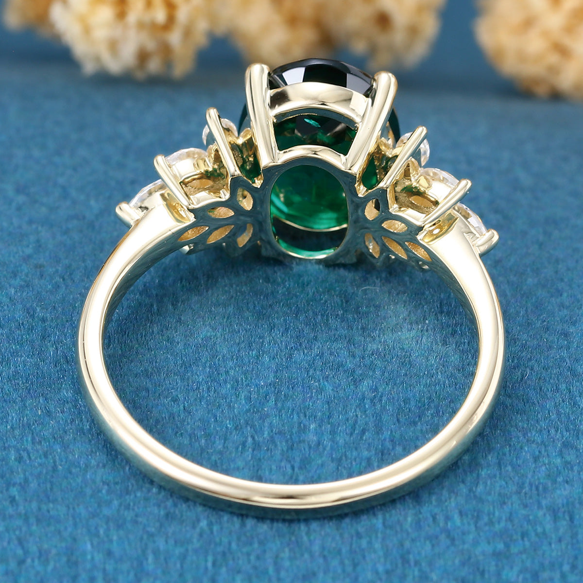 2.0Ct  Oval cut Lab Emerald Engagement Ring