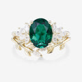 2.0Ct  Oval cut Lab Emerald Wedding Bridal Set